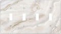 Abstract Luxury White Marble Texture Light Switch Covers Quad Toggle Electrical Faceplate 4 Gang Wall Plate Decorative Switch Plates Cover for Bathroom Kitchen Living Room Decor