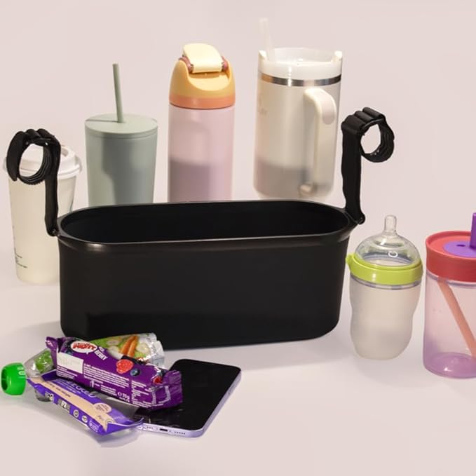 Universal Silicone Stroller Organizer | Waterproof, Easy-Clean Caddy with Secure Cup Holders & Organized Interior | BPA-Free, Anti-Slip Straps | Fits Uppababy, Nuna, Doona & Most Strollers | roo go