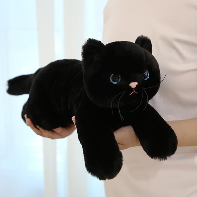 SNOWOLF Cat Stuffed Animals Weighted Plush Toy, 19.7" Realistic Black Cat Plushie Kawaii Toys Soft Ginger Cat Kitten Doll Gift for Boys Girls Birthday Christmas, 1.1 LBs