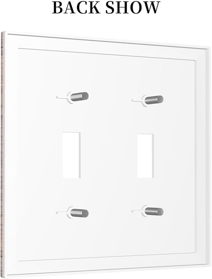 Decorative Switch Plate Cover with Wood Texture Rustic Vertical Planks Brown Design 2 Gang Wall Plate Unique Double Toggle Double Light Switch Covers Vintage Aesthetic Kitchen/Bedroom Decor