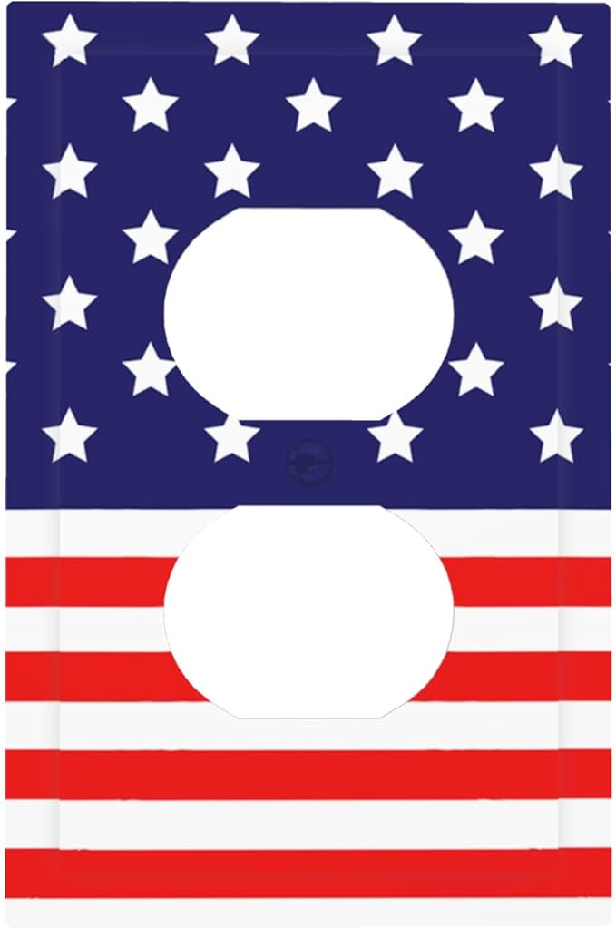 American Flag Duplex Wall Plate - 1-Gang Standard US Size Patriotic Stars & Stripes Outlet Covers, 4th of July USA Pride for Holiday Decor