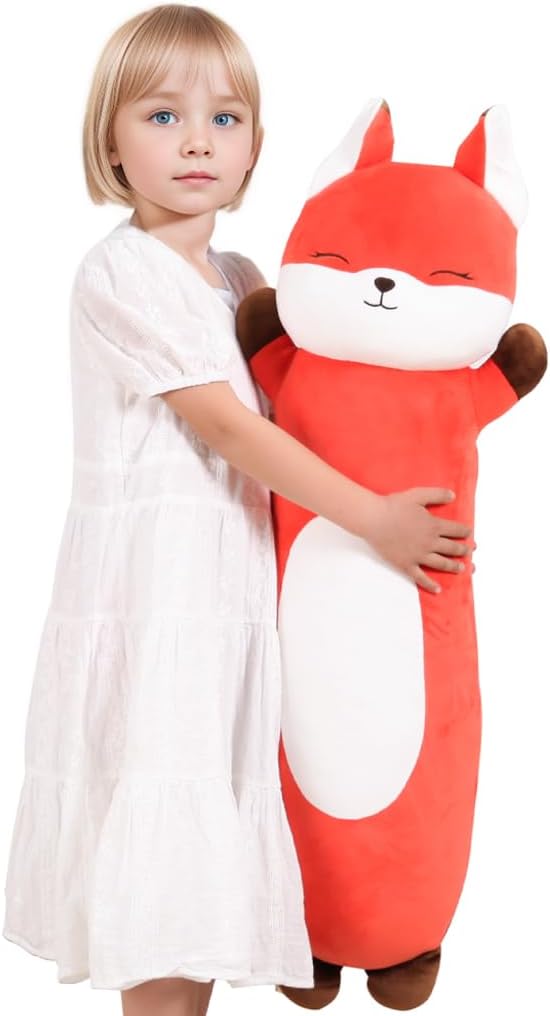 Dalmao 36 inch Orange Fox Stuffed Animal, Soft Cute Fox Body Long Pillow Giant Large Big Jumbo Plushies Toy, Gift for Kids, Boys Birthday