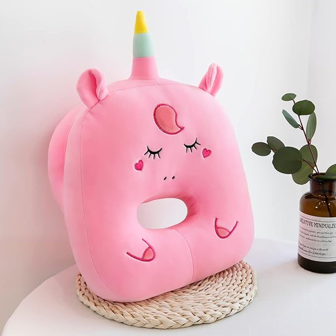 Pink Unicorn Plush Stuffed Cute Napping Toy Pillow for Kids Girls, Kawaii Toys Throw Pillow Doll Gift for Girlfriend, Office Neck Pillow for Cervical Pain Relief