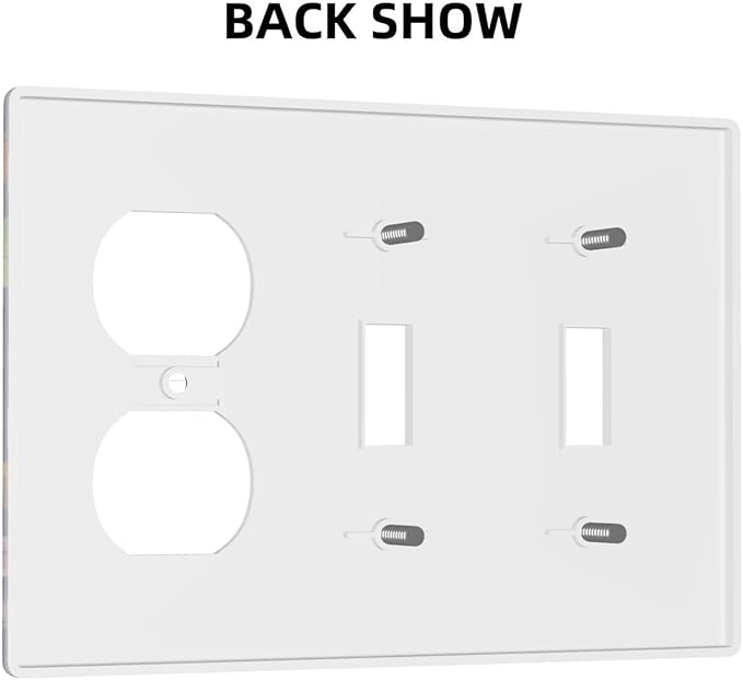 Cute Ocean Dolphin Marine Animal Kids 3-Gang 2-Toggle 1-Duplex Device Combination Wall Plate Funny Blue Dinosaur Decorative Combo Double Toggle/Single Duplex Receptacle Outlet Light Switch Cover Plate