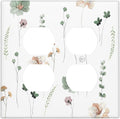 Outlet Covers Watercolor Floral Botanical Flowers 2 Gang Double Duplex Decorative Light Switch Covers Electrical Wallplates Socket Faceplate For Living Room Bed Room Decor