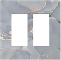 Gray And Gold Marble Abstract Luxury Print Decorative Outlet Covers 2 Gang Double GFCI Rocker Electrical Wall Panels Light Switch Cover Plate for Bathroom Kitchen Bedroom Decor