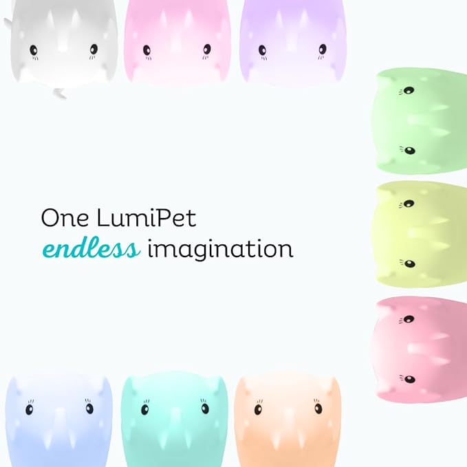 LumiPets Eggbert the Elephant Squishy Night Light for Kids | Silicone Nightlight with Tap, Remote Control | Rechargeable Color Changing Animal Light for Girls & Boys | Portable Mood Lamp With USB Cord