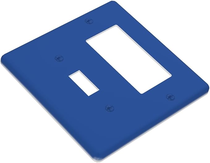 Blue 2 Gang Combination Light Switch Cover Decorative 1-Toggle 1-Decorator Wall Plate Electrical GFCI Combo Receptacle Faceplate