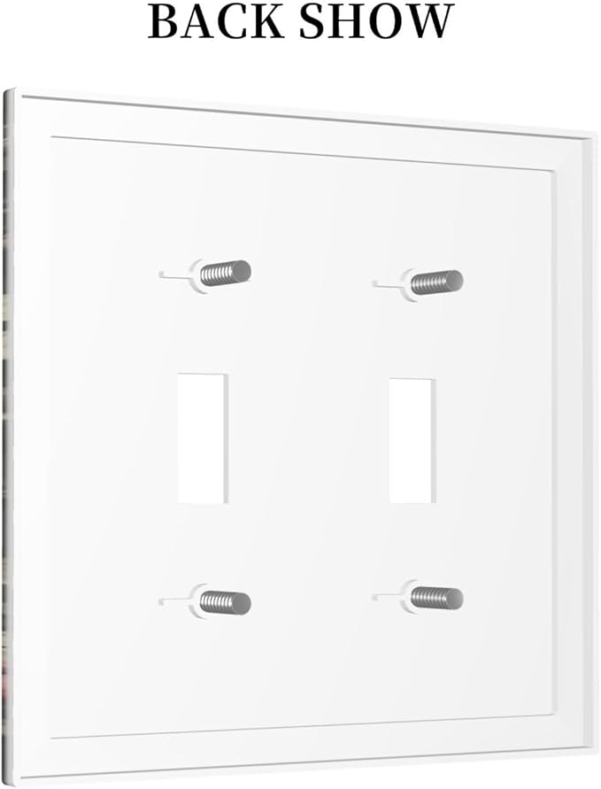 Decorative Light Switch Plate Covers Bohemian Colorful Floral Blue White Yellow Red Flowers 2 Gang Wall Plate Double Toggle Switch Cover Plate Electric Dual Device Electrical Faceplate