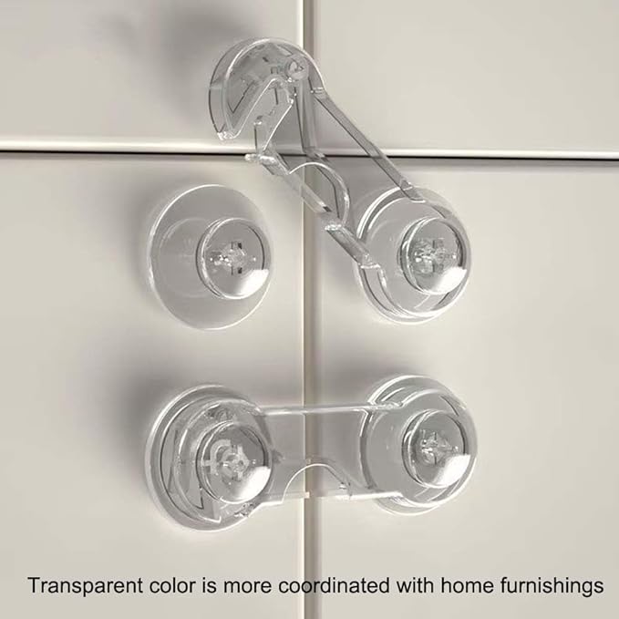 Cabinet Door Locks for Baby Proof and Child Safety, Fridge Locks for Kids,Cabinet Locks with Adhesive for Drawer Cupboards Fridge Oven Closet and Pantry, Childproof Door Latch (Transparent, 10 PCS)