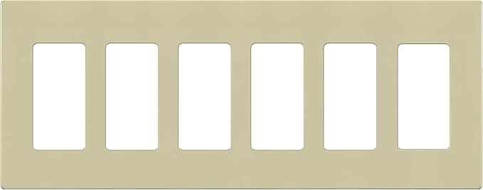 ENERLITES Screwless Decorator Wall Plate Child Safe Outlet Covers, Size 6-Gang 4.68" H x 12.00” L, Unbreakable Polycarbonate Thermoplastic, SI8836-I, Glossy, Ivory