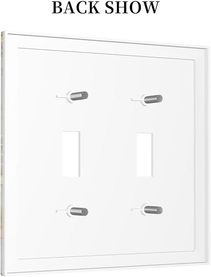 Luxurious White Gold Marble Patterns Abstract Decorative Switch Plates 2 Gang Double Toggle Outlet Light Switch Cover Wall Plate Electrical Faceplate for Bathroom Kitchen Decor