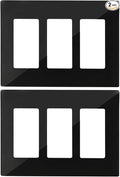 80311-SE 3-Gang Screwless Decorator Wall Plate,Screw Smooth Face Switch Plates for Leviton 80311-SE,3-Gang Screwless Wall Plate Receptacle Outlet Cover Black 2 Pack
