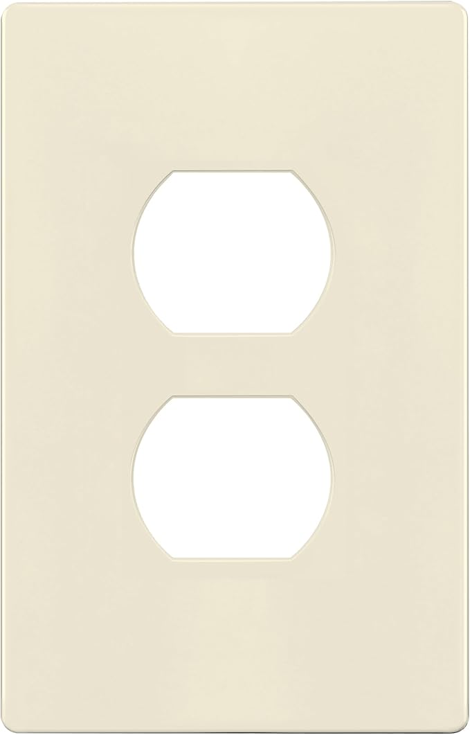 TG Mid-Size Screwless Duplex Wall Plate, Child Safe Receptacle Outlet Cover, Medium Size 1-Gang 4.88" H x 3.11" L, Polycarbonate Thermoplastic, UL Listed, SP-MS1-LA, Light Almond (1 Pack)