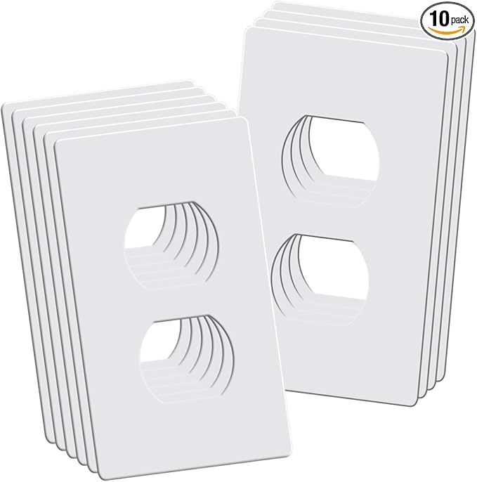 1-Gang Screwless Duplex Wall Plates, Decorative Outlet Covers, Standard Size 2.92" x 4.68" Switch Plate, No Visible Screw, Unbreakable Thermoplastic (10 Pack, Gloss White)