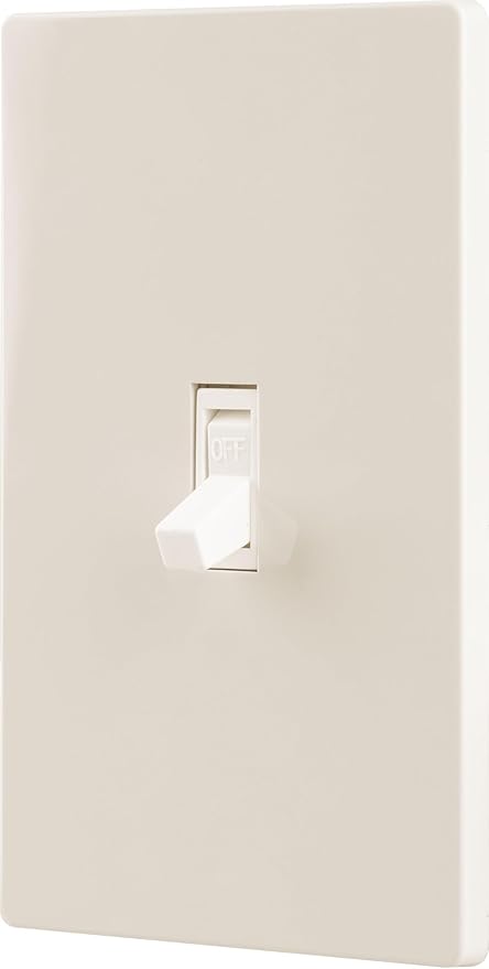 UltraPro Screwless Toggle Switch Wallplate, 1-Gang, Modern Snap-On Cover, Child-Safe, Durable Polycarbonate, Easy DIY Installation, Light Almond, 85753