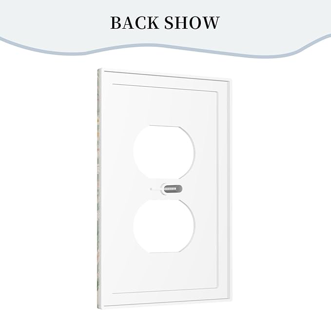 Decorative Outlet Covers with Vintage Wildflowers & Daisies on Light Green Background Design 1 Gang Duplex Light Switch Cover Plate Unique Wall Plates Switchplate Cover