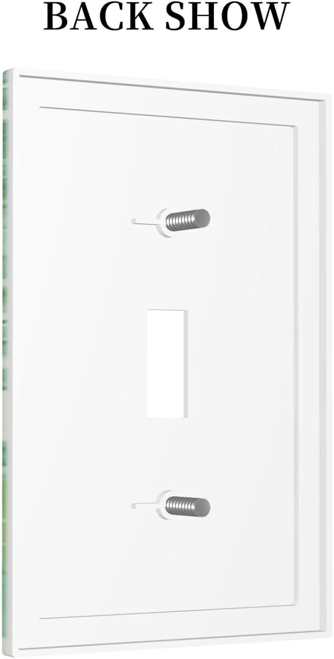 Decorative Light Switch Cover Tropical Palm Tree Leaf Green Plant 1 Gang Single Toggle Device Electrical Faceplate Switchplates Decorator Outlet Wall Plate For Bed Room Living Room Decor