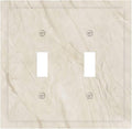 White Taupe Marble Abstract Luxury Decorative Switch Plates 2 Gang Double Toggle Outlet Light Switch Cover Wall Plate Electrical Faceplate for Bathroom Kitchen Home Decor