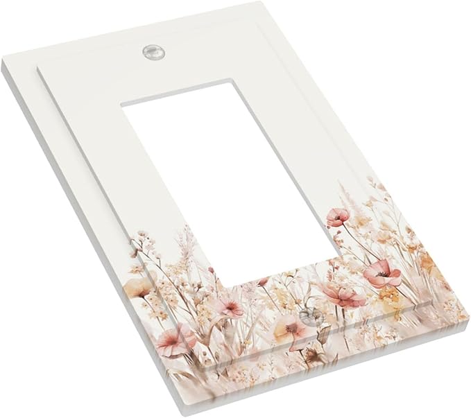 Decorative Outlet Covers Boho Floral Watercolor Flower Pattern 1 Gang Single Rocker Light Switch Cover Plate GFCI Wall Plates Electrical Switch Plate Cover for living Room Home Decor