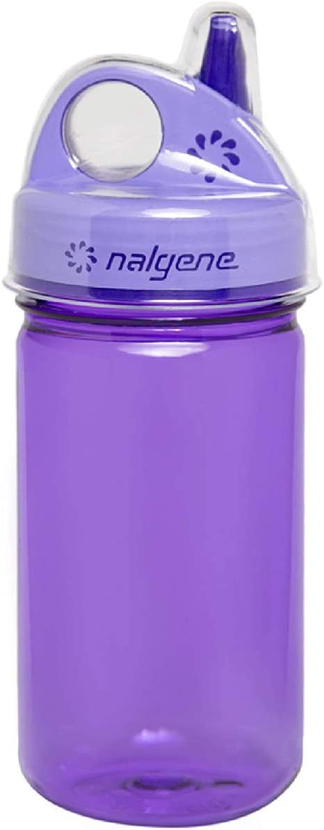 Nalgene Kids Sustain Grip-N-Gulp Water Bottles Made with Material Derived from 50% Plastic Waste, Leak Proof Sippy Cup, Durable, BPA and BPS Free, Dishwasher Safe, Reusable, 12 Ounces, Orange Volcano