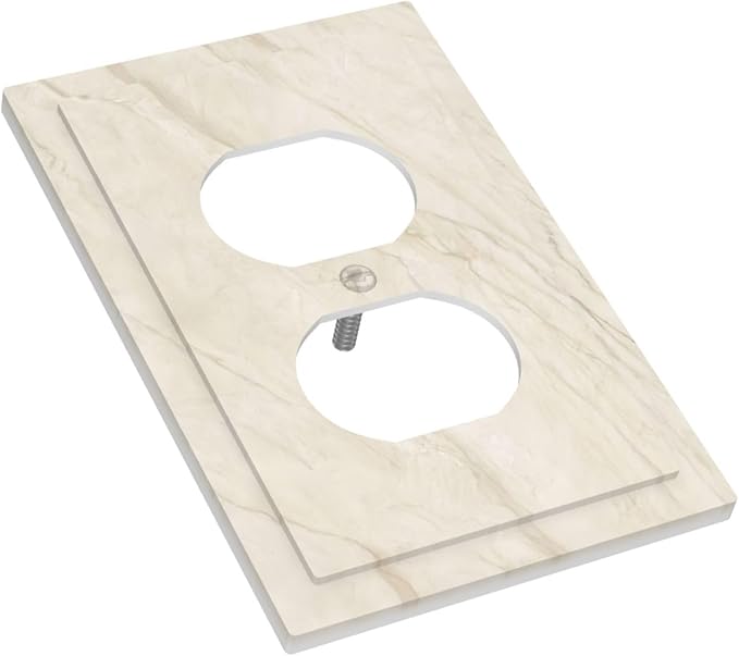 White Taupe Marble Abstract Luxury Outlet Covers 1 Gang Duplex Light Switch Cover Decorative Switch Plates Electrical Receptacle Faceplate Wall Plate for Bathroom Kitchen Home Decor