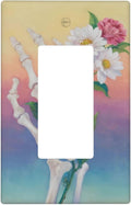 Skeleton Flower Single Rocker Wall Plate Decorative 1 Gang Light Switch Covers Electrical Switchplate Home Decorate Faceplat for Bathroom Bedroom Kitchen Room 4.5 x 2.76 Inch