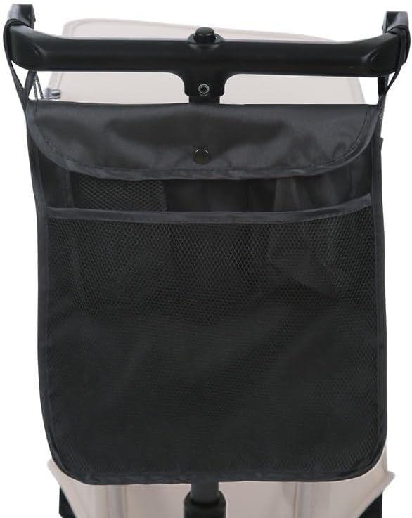 2pcs Baby Stroller Organizer with Two Compartments Front Mesh Pocket for Bottle Nappy Diaper Storage, Detachable Straps, Fits for Stroller like Uppababy, Baby Jogger, Britax, Bugaboo, BOB, Black