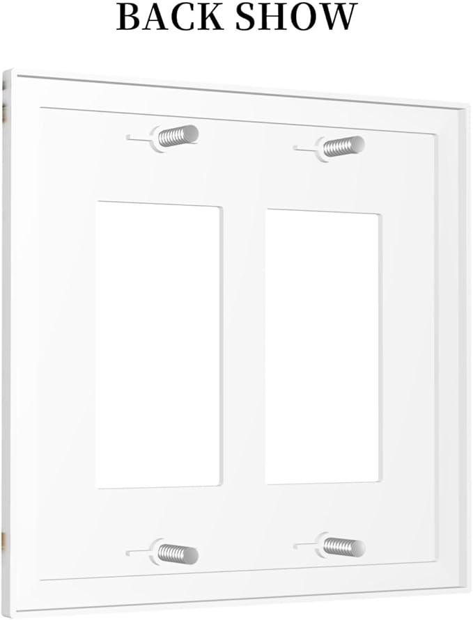 White Gold Marble Modern Abstract Luxury Print Decorative Outlet Covers 2 Gang Double GFCI Rocker Electrical Wall Panels Light Switch Cover Plate for Bathroom Kitchen Decor