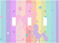 Cute Purple Pink Rainbow Unicorn 3 Gang Light Switch Cover Triple Toggle Wall Plate Decorative Electrical Switchplates Faceplate for Nursery Girls Boys Room Kids Room Home Decor