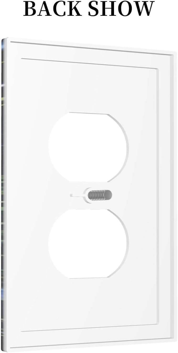 1 Gang Duplex Receptacle Outlet Cover Gothic Boho Hippie Butterfly Mushroom Plants Starry Moon Night Stars Botanical Moth Electrical Wall Plate One Gang Dual Device Light Switch Faceplate Socket Cover
