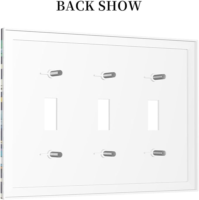 Decorative Light Switch Cover Plate Space-themed Rocket Spaceship 3 Gang Wall Plates for Electrical Triple Toggle Switch Plate Covers Outlet Covers Faceplate for Children's Room Decor