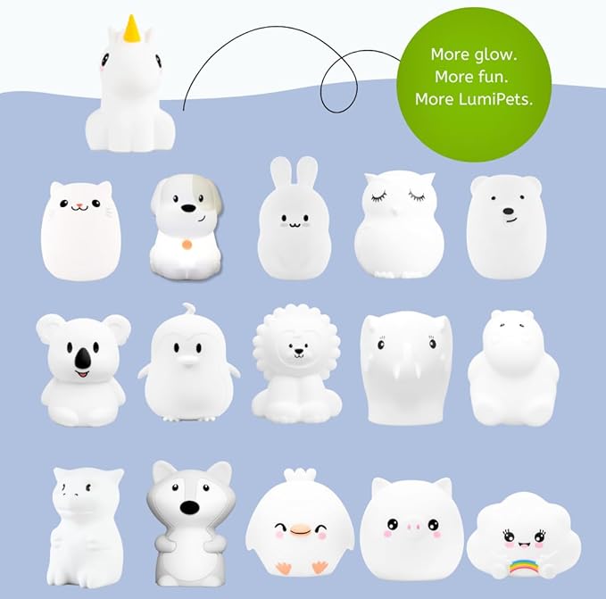 Lumipets Remote Control Silicone Night Light for Kids - Unicorn Design with 9 Soft Colors & Sleep Timer - Rechargeable, Battery-Operated Lamp for Bedroom | Baby Nursery, Toddler, Girls, Boys