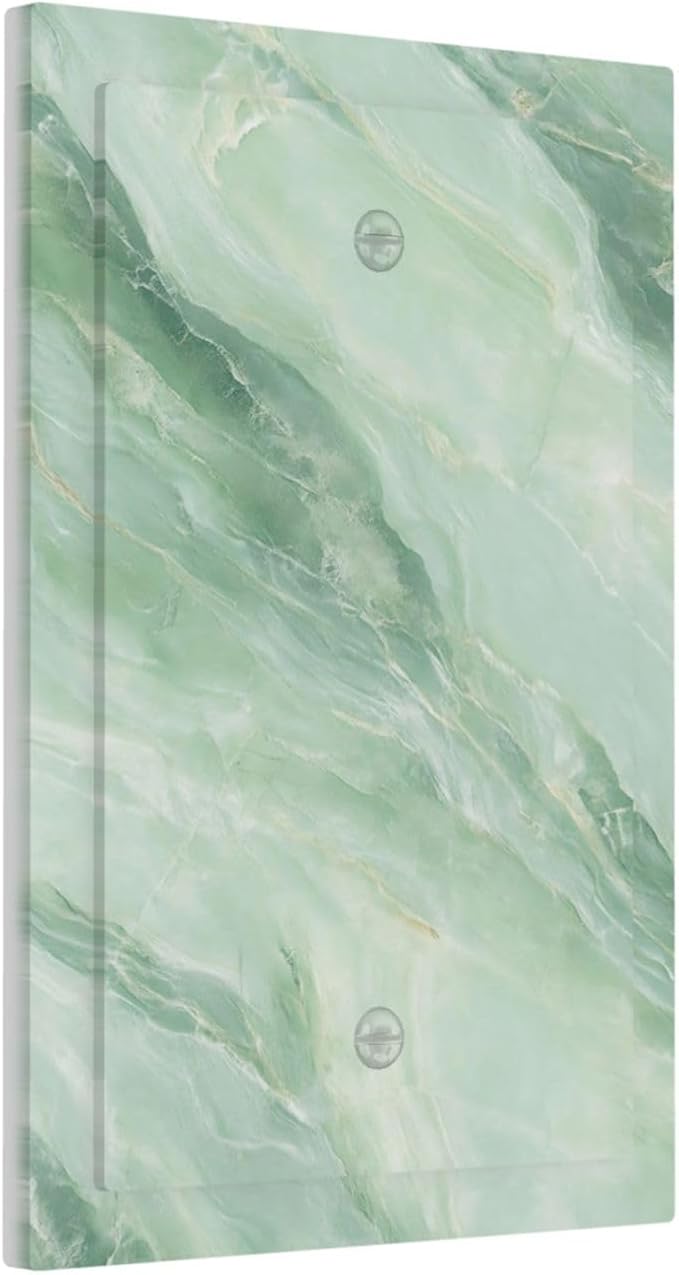 Light Switch Cover Plate Green Marble Pattern 1 Gang No Device Blank Wall Plate Decorative Switch Plate Covers Electrical Outlet Cover for Home Bedroom Decor