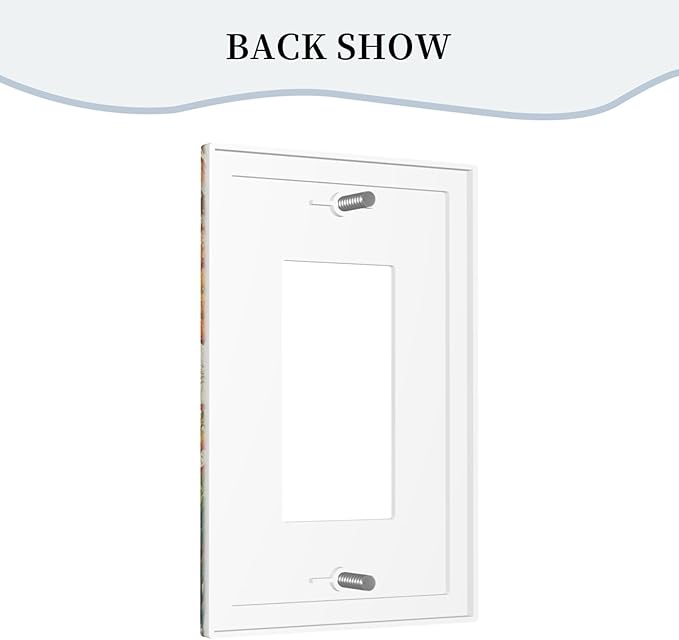 Light Switch Cover Plate Colorful Flowers Green Plants Meadow Floral 1 Gang Outlet Covers Single Rocker Decorative Switch plates Electrical Wall Plates GFCI Receptacle for Bathroom Bedroom