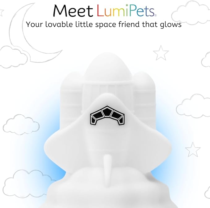 Lumipets Space Rocket LED Baby Night Light, Cordless, Touch Control, Soft Silicone Material, 8 Lulling Colors, Portable