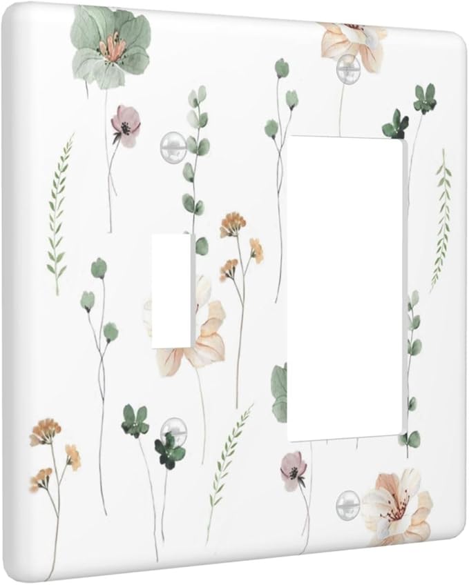 Outlet Covers Watercolor Floral Botanical Flowers 1 Toggle 1 Rocker Combination Decorative Wall Plate Electrical Switch Plates Light Switch Cover Plate For Living Room Bed Room Decor