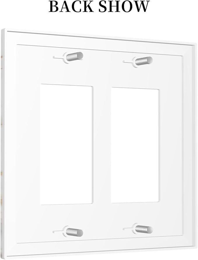 Luxurious Marble Abstract White Gold Tile Modern Simplicity Decorative Outlet Covers 2 Gang Double GFCI Rocker Electrical Wall Panels Light Switch Cover Plate for Bathroom Kitchen Decor