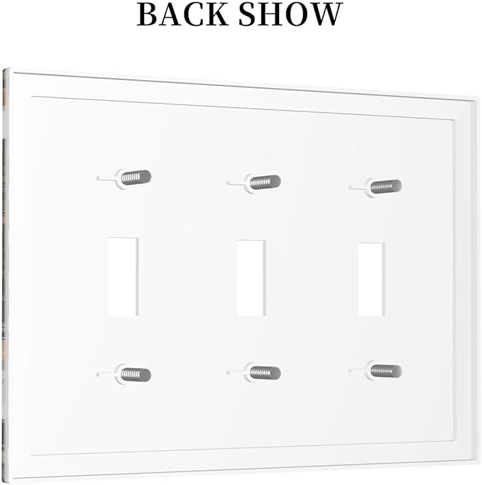 Black Boho Moth Botanic Mushroom 3 Gang Light Switch Plate Decorative Triple Toggle Wall Plate Cover Electrical Faceplate Switch Face Plate