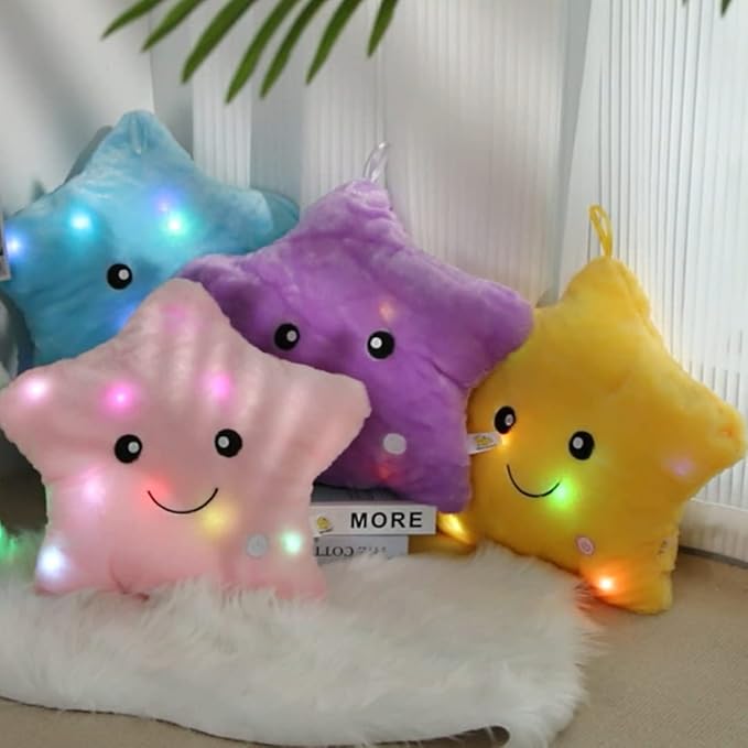 WEWILL 13'' Creative Twinkle Star Glowing LED Night Light Plush Stuffed Animals Toys Birthday Christmas Holiday Valentines Gifts for Toddlers Girls(Yellow)