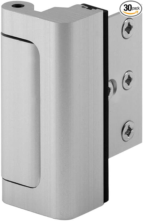 Defender Security Satin Nickel U 10827 Door Reinforcement Lock Add Extra, High Security to Your Home and Prevent Unauthorized Entry 3 Stop, Aluminum Finish - (Pack of 15)