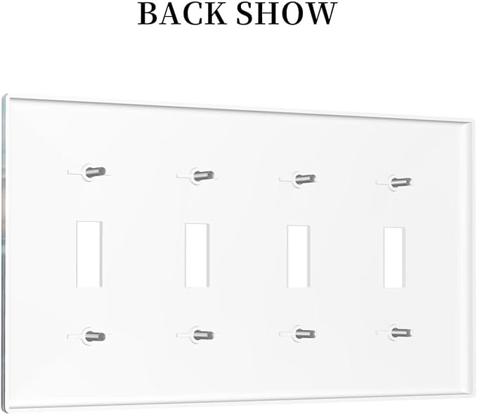 Light Switch Cover Plate Sailboat Ship Octopus Ocean Sea Waves 4 Gang Quad Toggle Decorative Switch Plates Electrical Wall Plates Faceplate for Bathroom Bedroom Decor