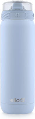 Ello Cooper 22oz Stainless Steel Water Bottle with Straw and Carry Handle, Double Walled and Vacuum Insulated Metal, Leak Proof Locking Lid with Soft Silicone Spout, Reusable, BPA Free, Halogen Blue