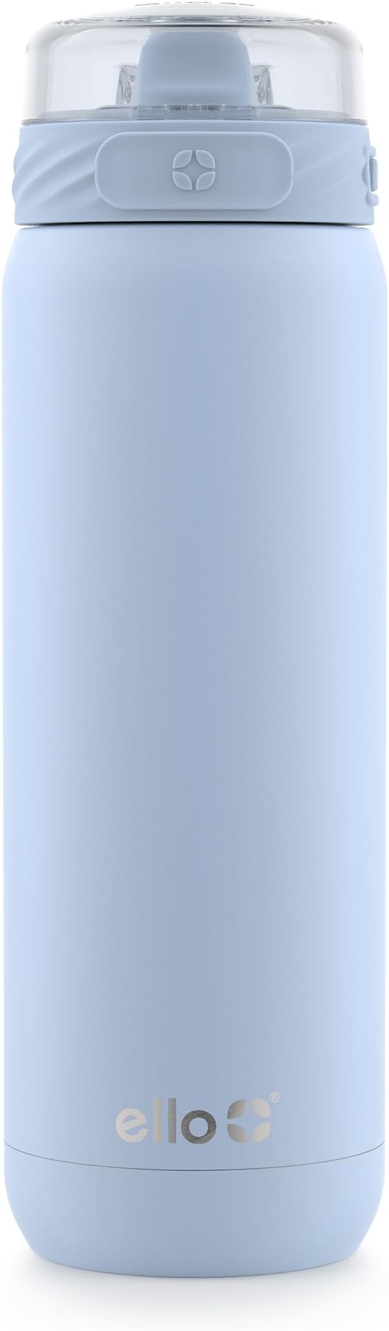 Ello Cooper 22oz Stainless Steel Water Bottle with Straw and Carry Handle, Double Walled and Vacuum Insulated Metal, Leak Proof Locking Lid with Soft Silicone Spout, Reusable, BPA Free, Halogen Blue