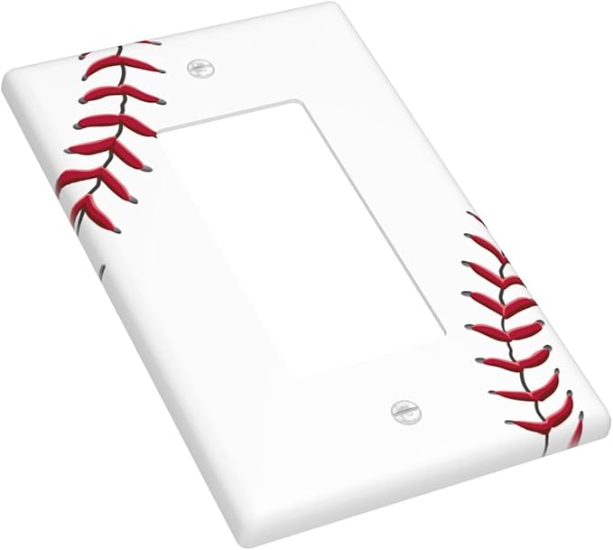 Baseball Single Gang Rocker Light Switch Cover Plates Decorative Outlet Covers, 1 Gang Rocker Wall Plate
