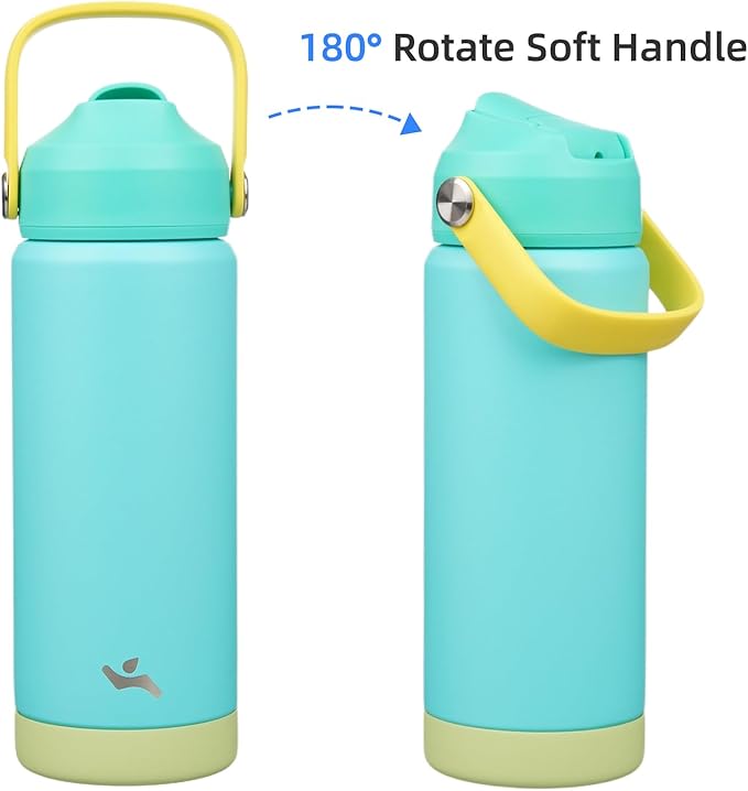 Konokyo Insulated Water Bottle with Straw Lid,18 oz Stainless Steel Vacuum Metal Bottle with Silicone Handle,Twilight Blue
