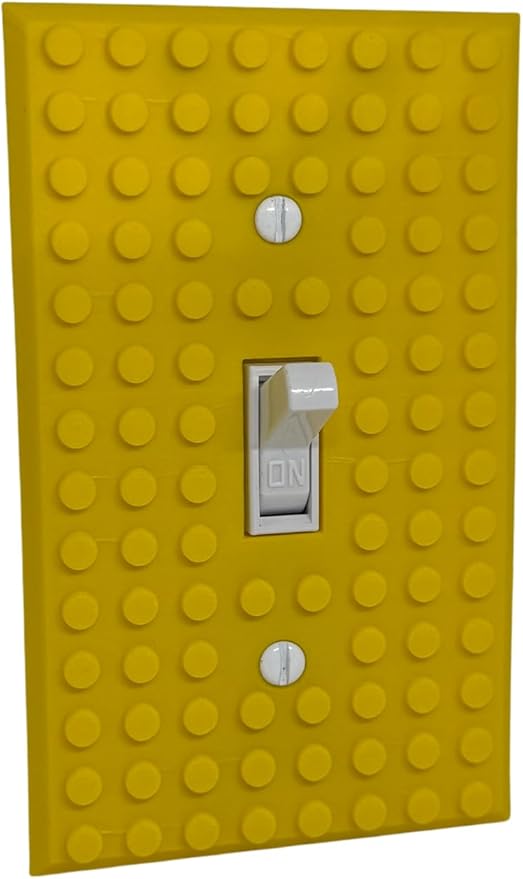Brick Wall Plate, Single Toggle Light Switch Cover for Kids Bedroom, Game Room, 1-Gang (Yellow)
