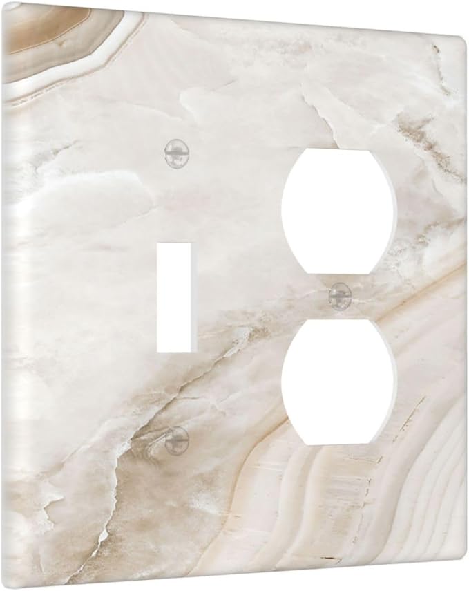 Wallplates Beige Marble Pattern 1 Toggle 1 Duplex Switch Plate Electrical GFCI Faceplate Decorative Light Switch Covers for living Room Bedroom Decor