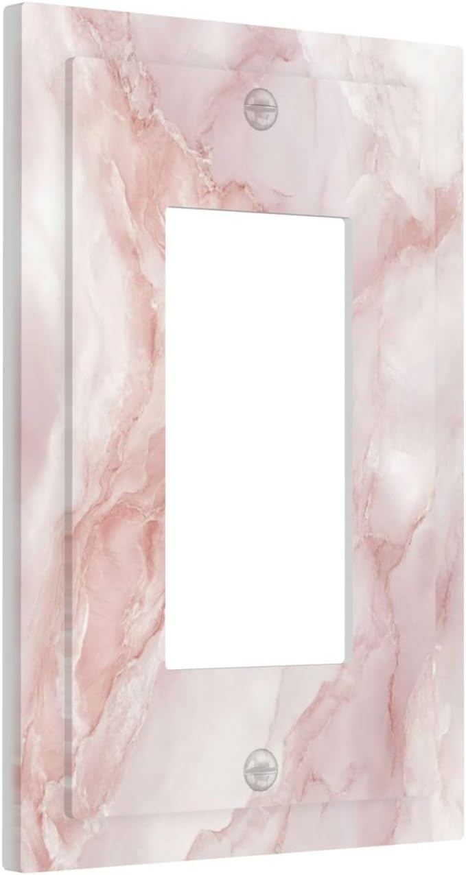 Outlet Covers Pinkish-White Marble Abstract Luxury Elegant 1 Gang Single Rocker Light Switch Cover Plate Decorative GFCI Wallplates Socket Cover Electrical Switch Plate Covers for Bathroom Home