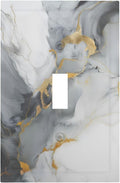 Gold Marble Grey Art Abstract Luxury Print Decorative Light Switch Cover 1 Gang Single Toggle Device Electrical Faceplate Switchplates Decorator Outlet Wall Plate for Kitchen Bathroom Decor